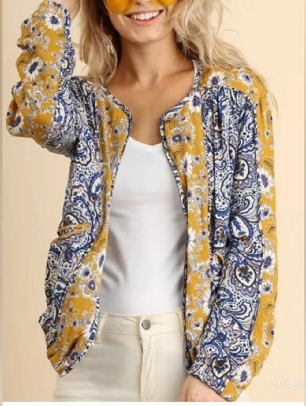 Umgee Priscilla Paisley Zip Up Bomber Jacket Size Medium